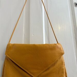 Elegant Faux Leather Shoulder Bag Vintage/ Mustard